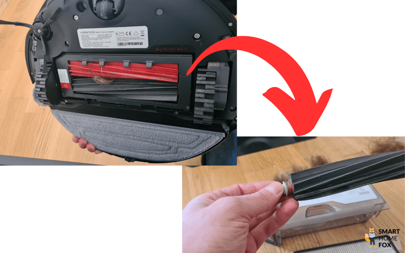 Die Haare, welche sich im Test um die Bürsten gewickelt haben, sind in der Nahaufnahme zu sehen.